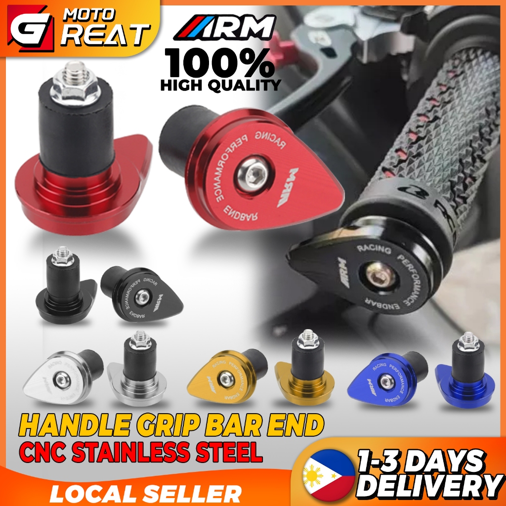 CNC Stainless ARM Racing Bar End Anti-Slip Trendy Design Universal Pair ...