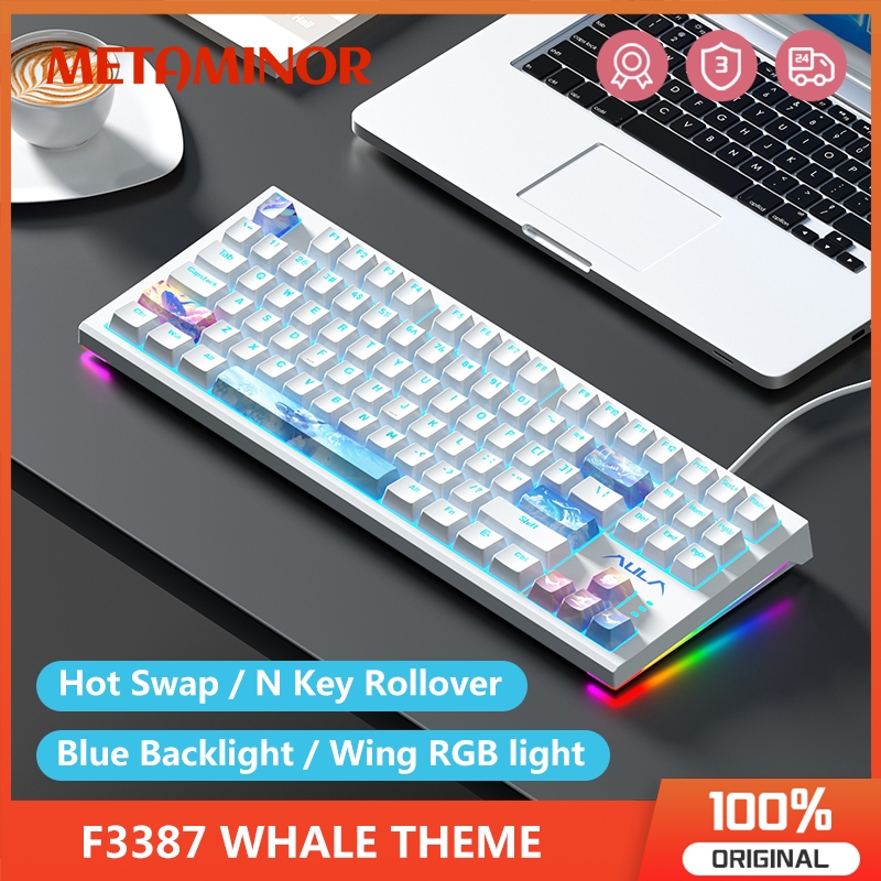 Aula F3387 Whale Theme Mechanical Keyboard Wired Hot Swap Blue Light ...