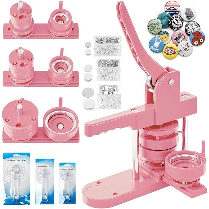 【Domestic】3-in-1 Button Maker Machine – DIY 300 Custom Badges (25/32 ...