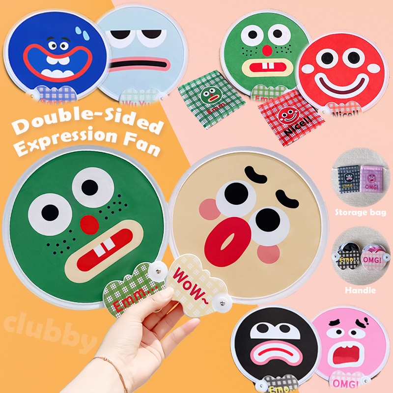 Two-faced expression Folding fan Pamaypay mini foldable portable for ...
