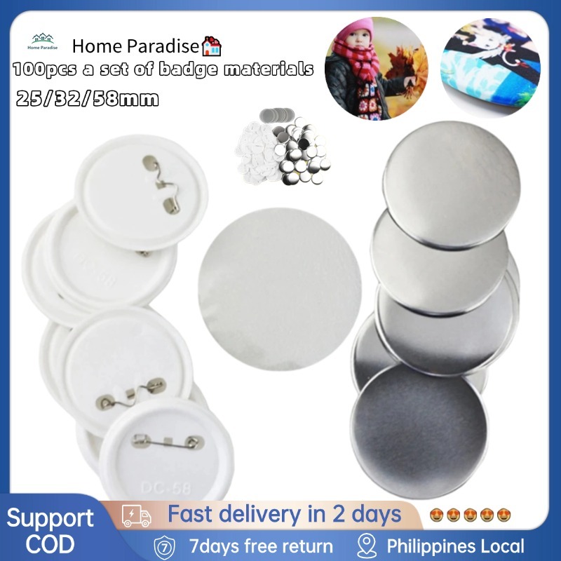 [Local delivery] 100pcs a set of badge materials tinplate badge ...