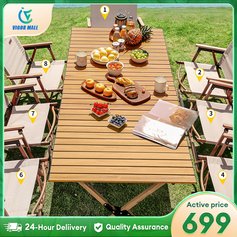 Folding Kermit Chair Table Set Camping Outdoor Beach Fishing Aluminum ...