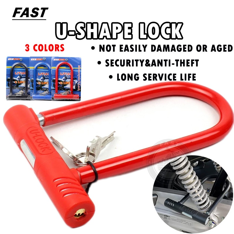 FAST U LOCK Anti-theft Bicycle Motorcycle Lock Heavy Duty Steel ...