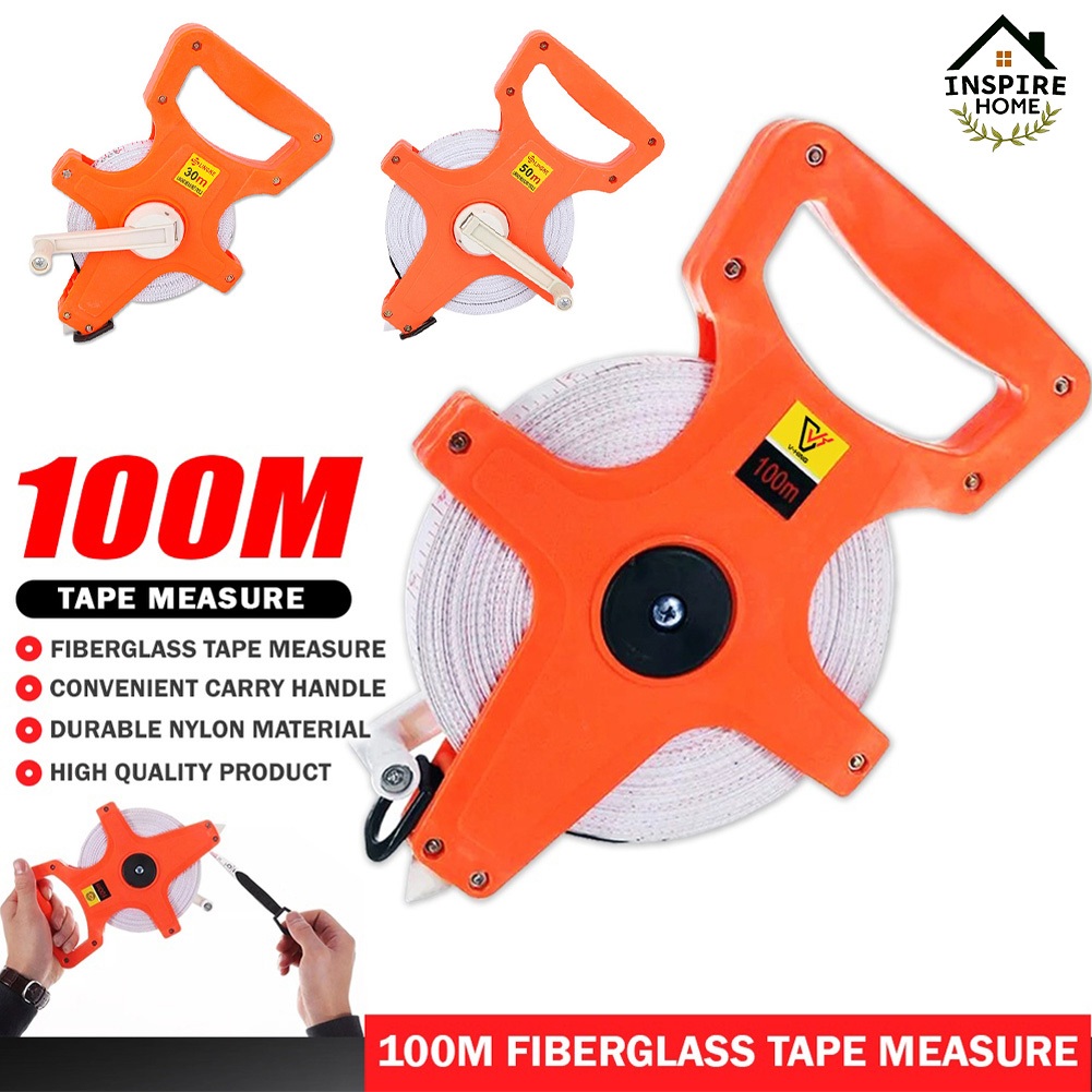 30M/50M/100M Tape Measure Fiber Glass High Quality Heavy Duty Meter ...