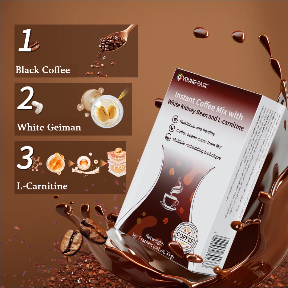 l-carnitine instant coffee for weight loss slimming coffee 1 box 999 Black Mix with White Kidney Bean & | Management 7 Sachets Cyvita Fast Acting Male Vitamins&Supplements Size:60 Serve