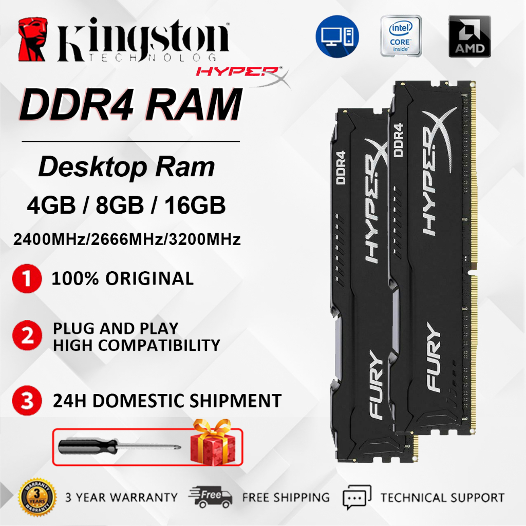 Kingston Hyperx 4GB 8GB 16GB RAM DDR4 2400MHZ 2666MHZ 3200MHZ Desktop ...