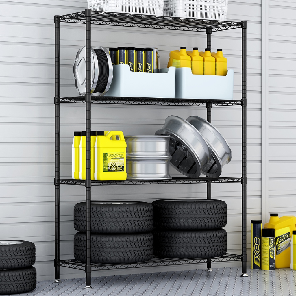 4 Tier Shelf Metal Storage Shelves Rack Closet Organizers Standing ...