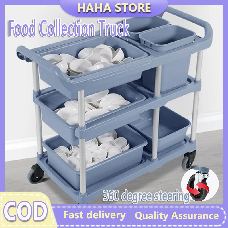 Multifunctional Food Collection Cart 3 Tier Food Service Trolley ...