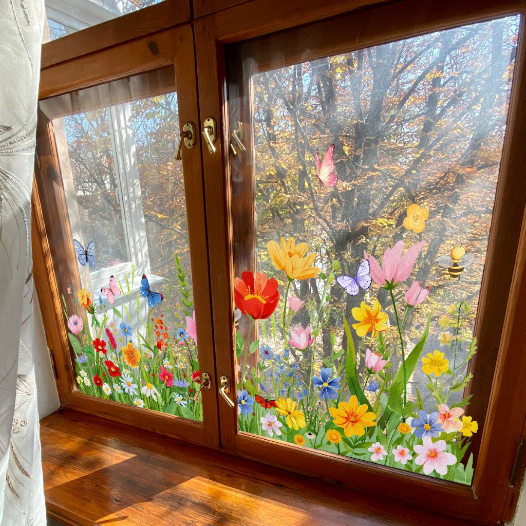 Home Decor Colourful Butterfly Flower Window Stickers for Glass ...