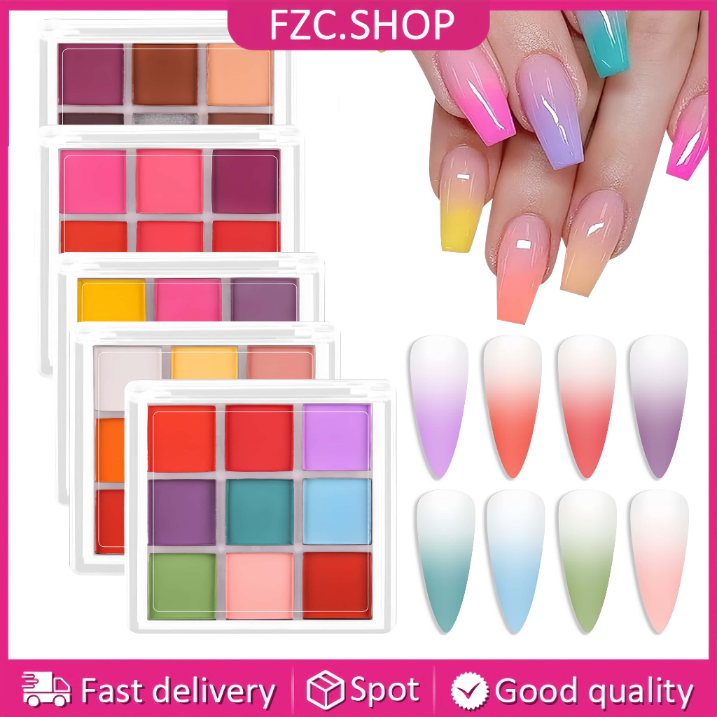 9Grids Chrome Gradient Powder Set Iridescent Nail Solid Pigment Macaron ...