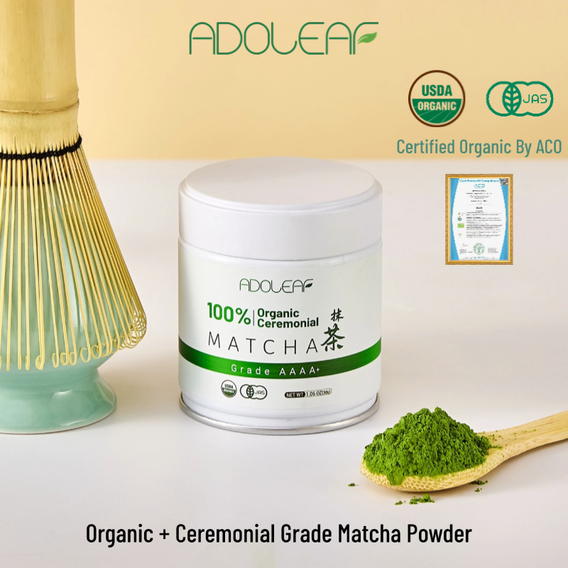 AdoLeaf 4A+ Matcha Organic Ceremonial Grade Matcha Green Tea Powder ...