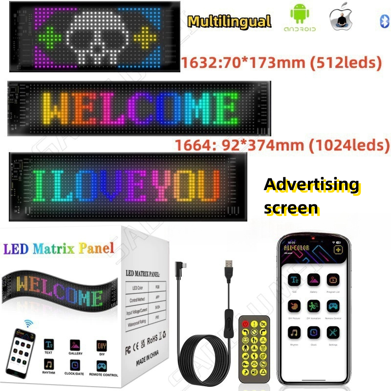 Multilingual APP Programmable DIY Scrolling Advertising Sign LED Car ...