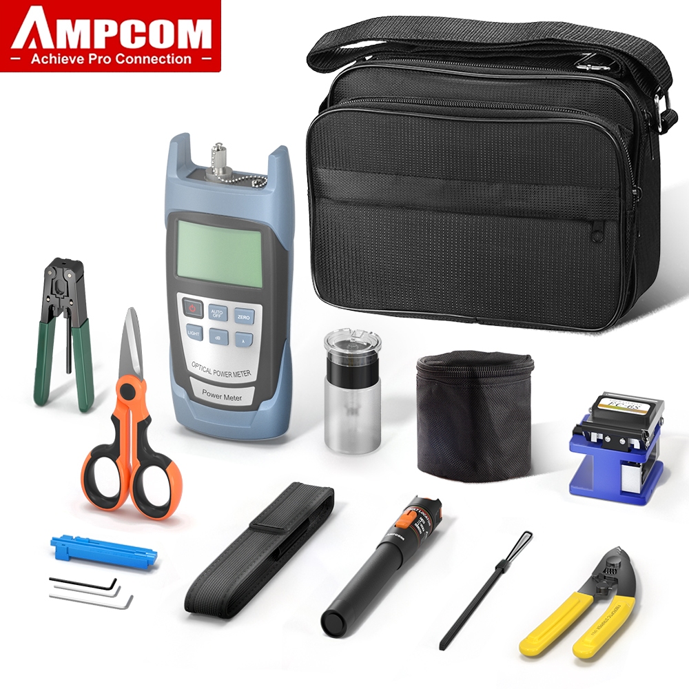AMPCOM 13/12 in 1 FTTH Fiber Optic Tool Kit with Fiber Cleaver FC-6S ...
