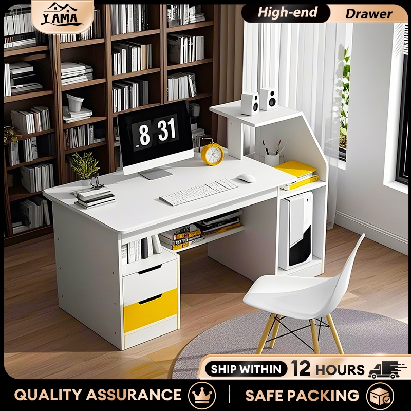 Computer Desk Study Table With Cabinet Home Office Desk With Drawers ...