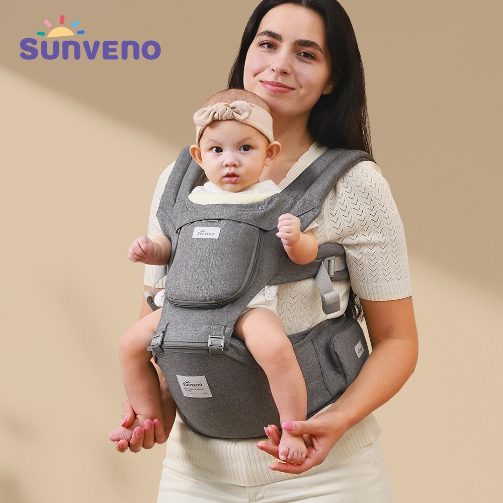Sunveno Ergonomic Baby Carrier Infant Baby Hipseat Carrier Front Facing  Ergonomic Kangaroo Baby Wrap Sling for Baby Travel 0-36M