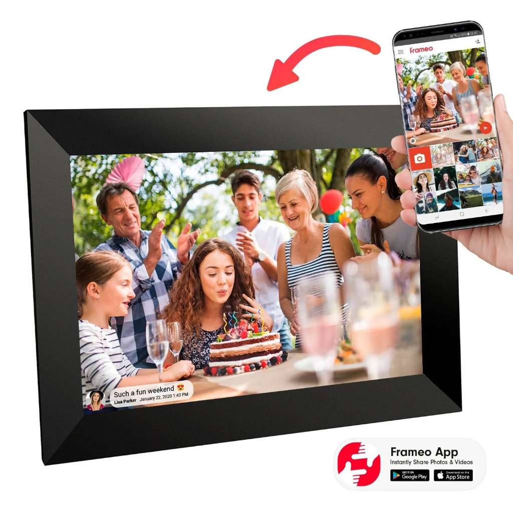 White Digital Picture Frame 10.1 Inch 32G WiFi Photo Frame 1280x800 HD ...