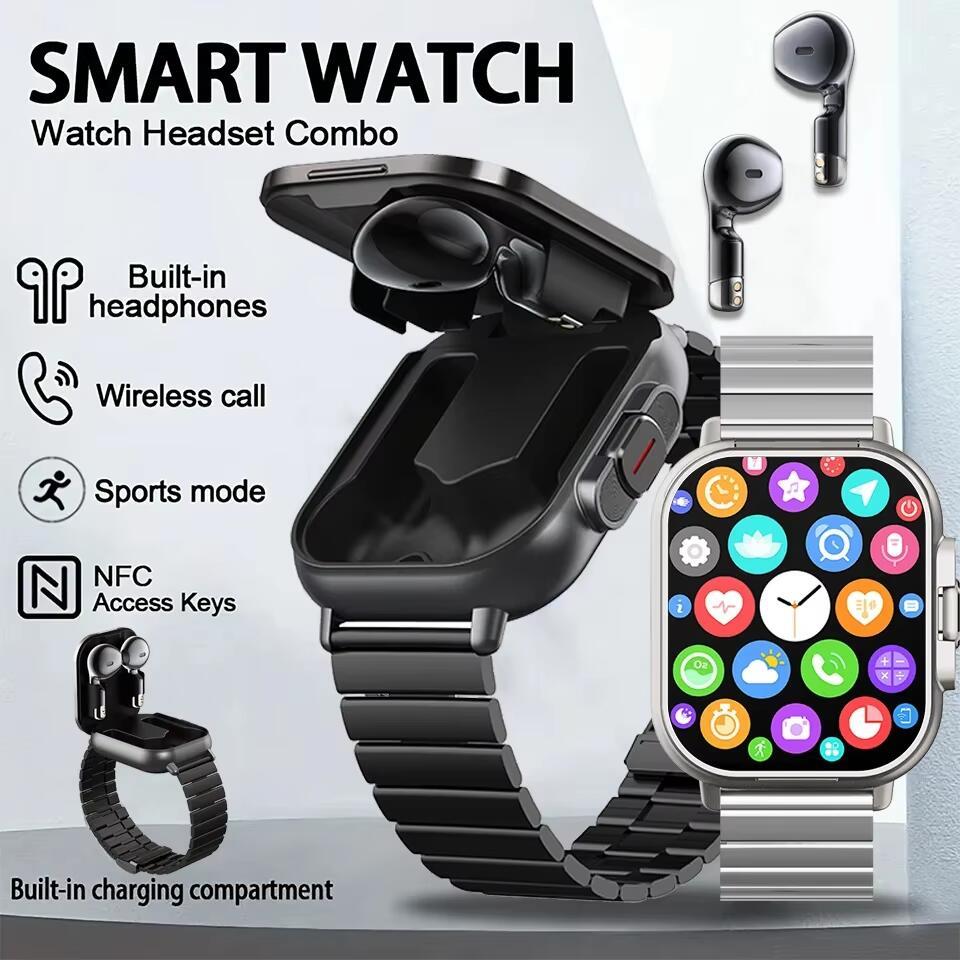 New Smart Watch Men TWS 2 in 1 Earbuds Wireless Headset Women Bluetooth ...