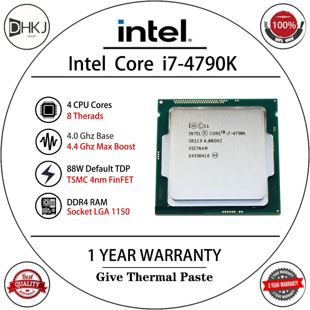 Used Intel Core i7-4790K i7 4790K 4.0 GHz Used Quad-Core Eight-Thread ...