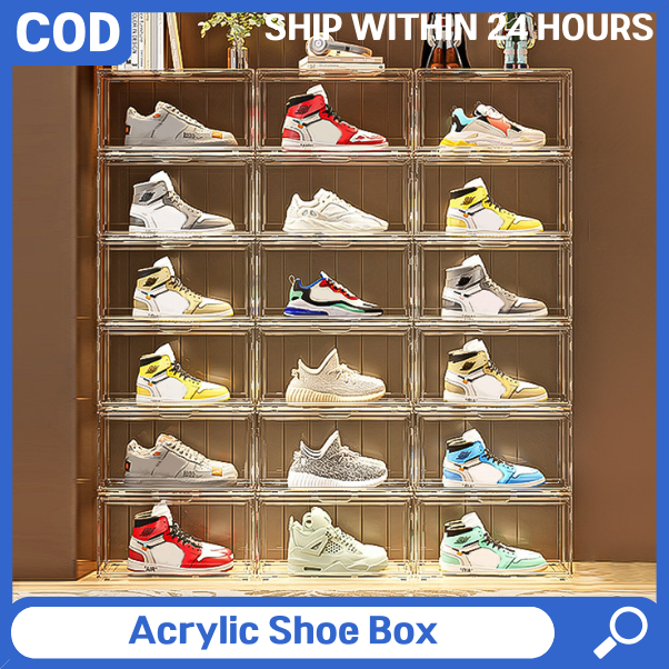 Acrylic Shoe Box, Magnetic door design, Dustproof Sneaker Display Case ...