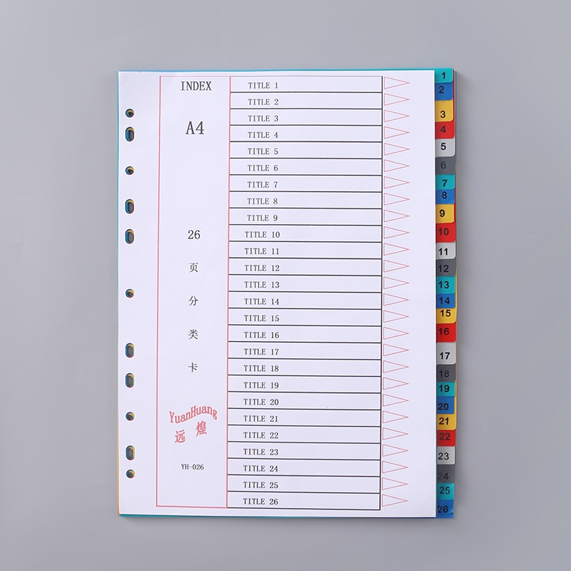 YuanHuang Separator Paper 26-Page Classification Paper 26-Page Paging ...
