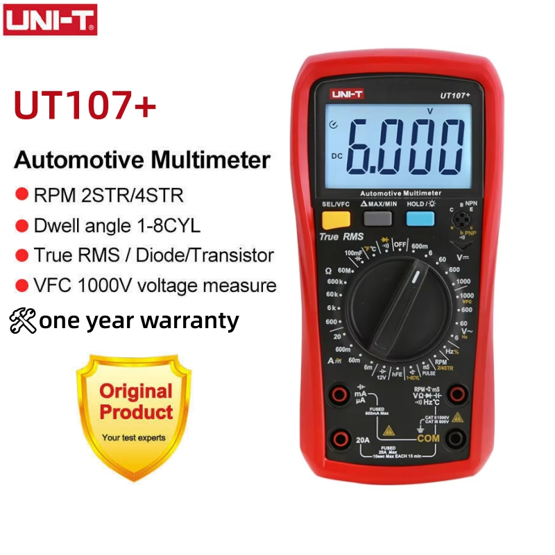 UNI-T UT107+ Automotive Multimeter with Tachometer Engine Speed RPM VFC ...