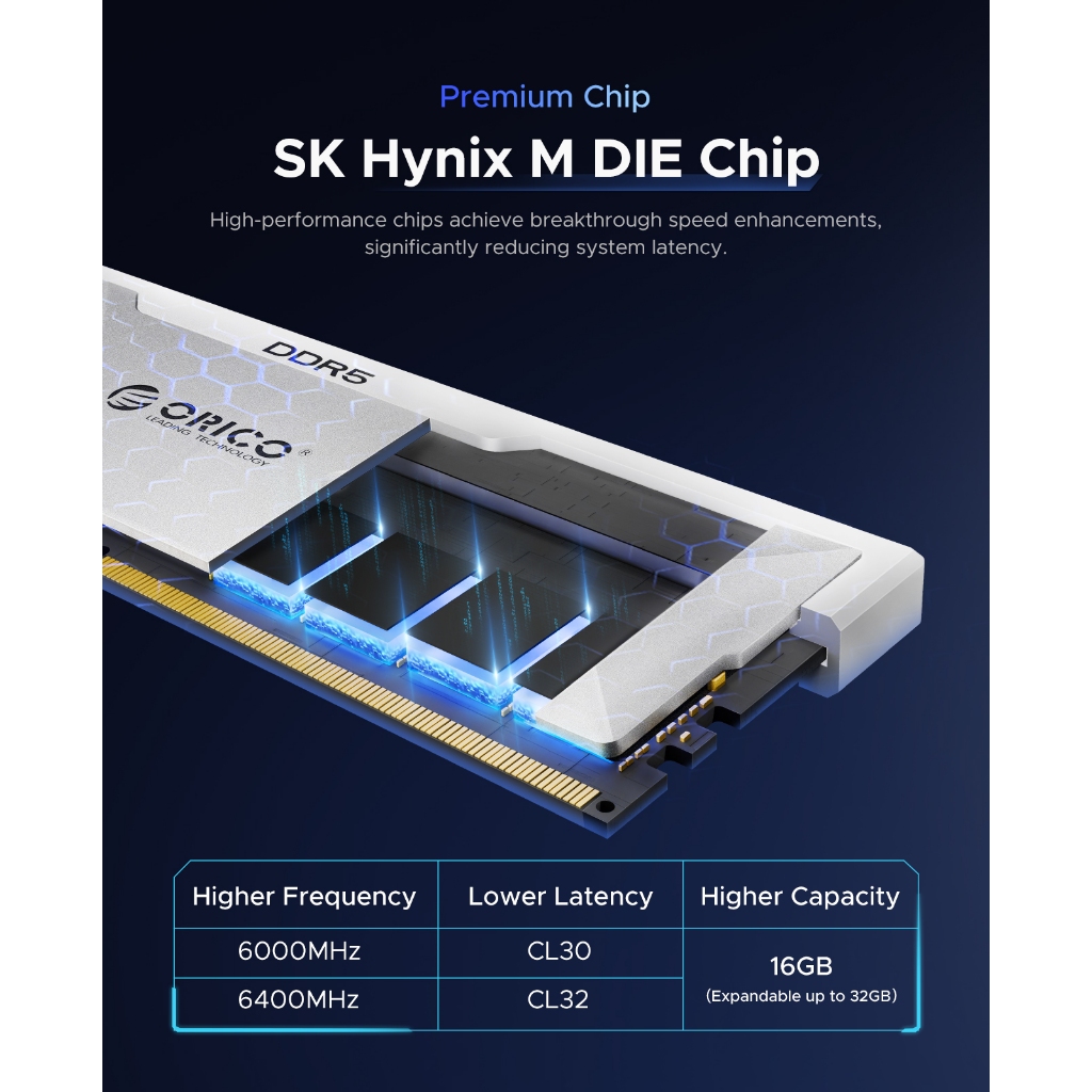 ORICO DDR5 RAM 16GB 6000MHz 6400 MhH CL36, Overclocking Desktop