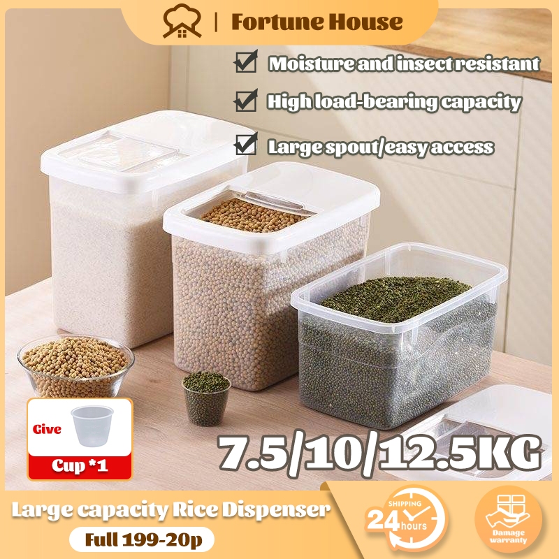 FORTUNE HOUSE Kitchen Rice Organizer Flour/Grain Storage Container ...