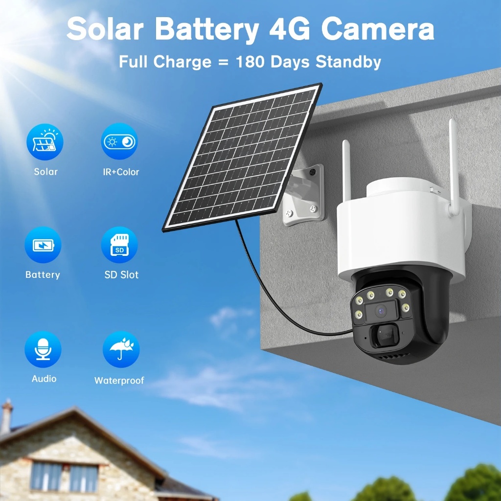 YOOSEE T2 Solar CCTV Outdoor Waterproof AOV built-in 4G SIM Card Two ...