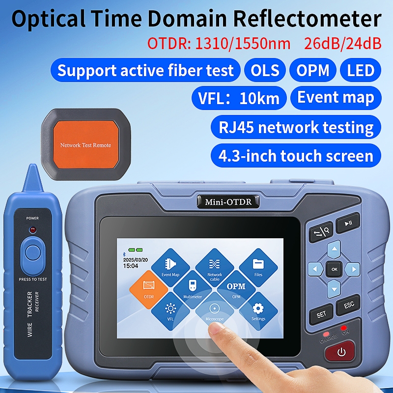 OTDR SM Tester Riflettometro Ottico 1310/1550nm 32/30dB Con VFL 10mW E Display TFT 5.6''