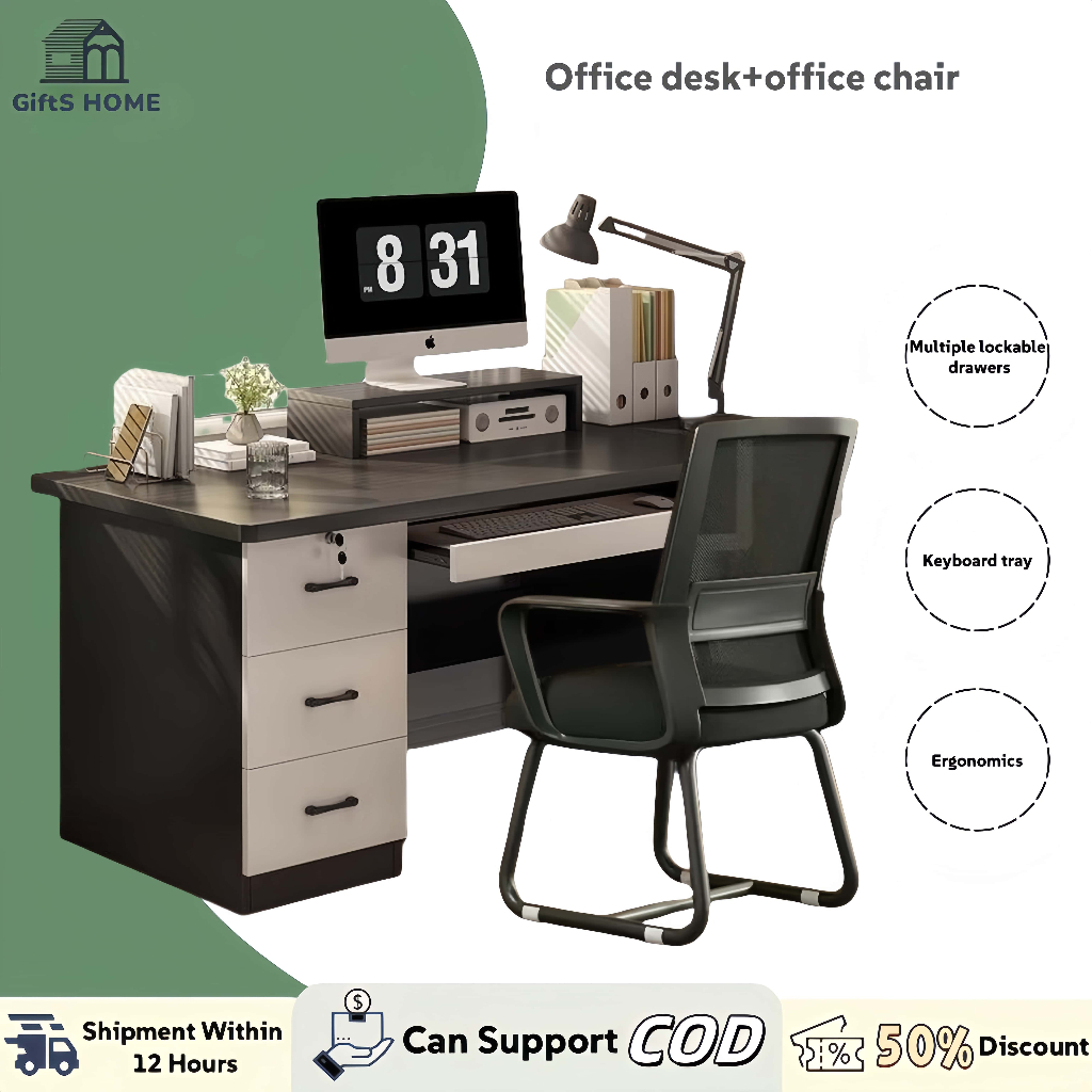 COD Combination Office Desk And Chair, Desk With Drawers, Modern ...
