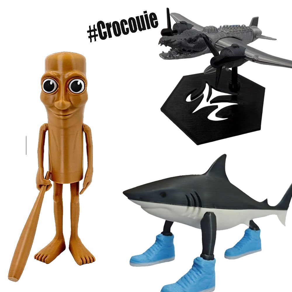 Figurine Mème Internet Figurine Tung Tung Sahur Toy - Tralalero Tralala - Vinyle Imprimé 3D - Déco Bureau - Mème Internet Animaux IA Figurine Meme Animaux IA