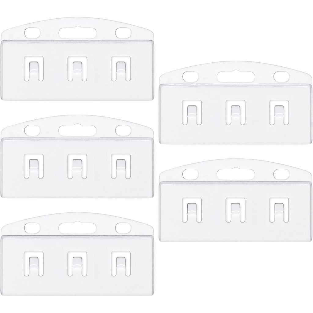 5 Pack Vertical Half Card Badge Holders with Grippers Hard Transparent ...