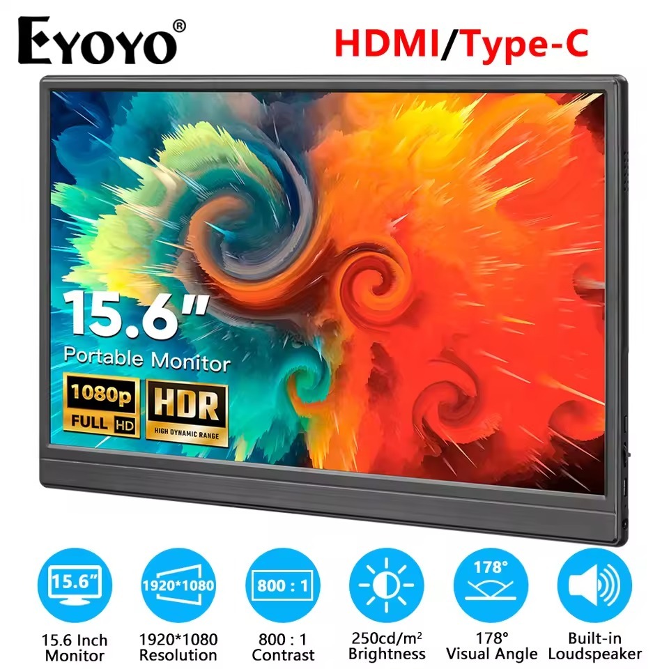 【Limited Time Offer】Eyoyo 15.6 inch Portable Monitor， FHD 1080P Monitor ...
