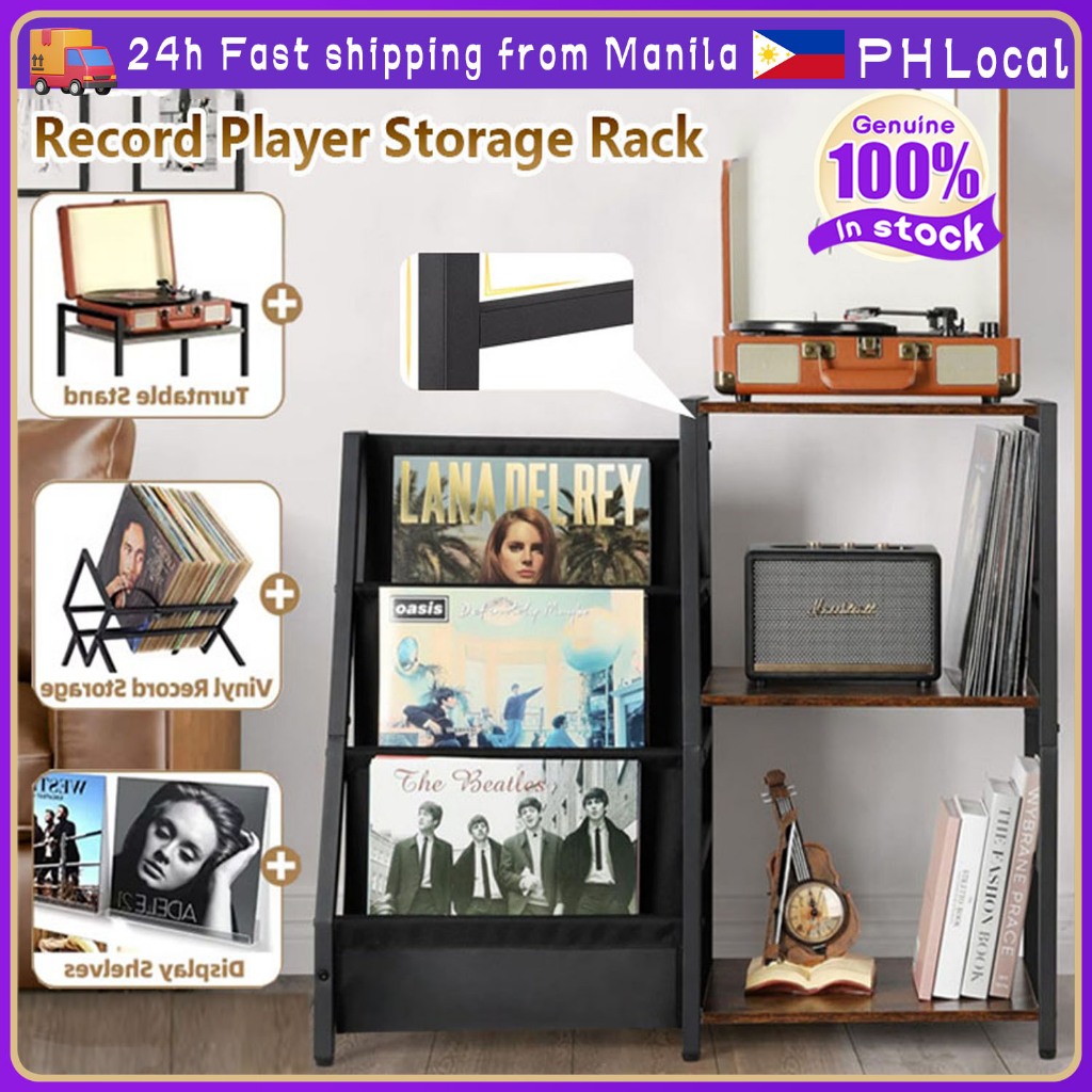 3 Layer Display Stand Vinyl Record Storage Rack Iron and Wood Combined ...
