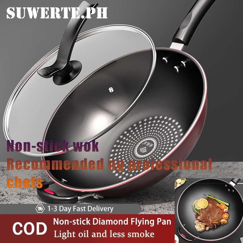 Lightweight Non-Stick Deep Wok, 32cm Scratch-Resistant Coating ...