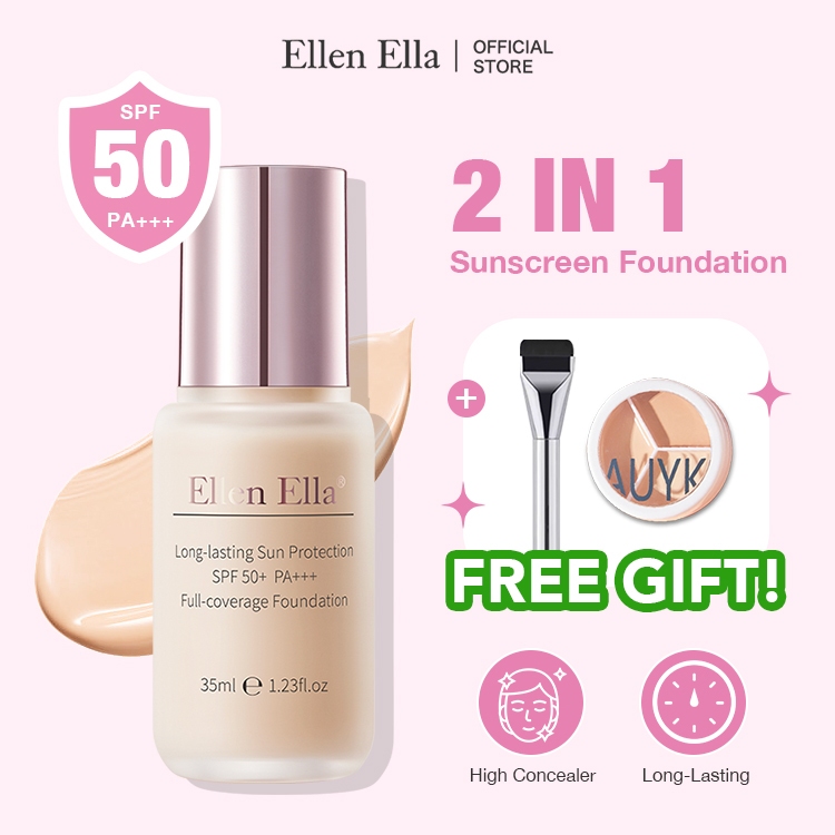 Ellen Ella 2 in 1 Flawless Sunscreen Foundation SPF50+ PA+++ Long ...