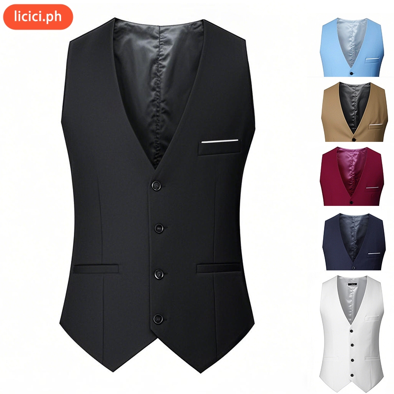 Formal Men Waistcoat Suit Vest for Men Single Breasted Business Semi ...