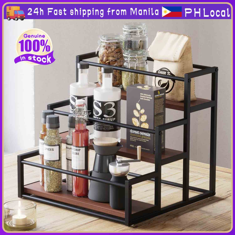 Coffee Syrup Rack Organizer 3-Tier Pump Bottle Rack Condiment Spice ...