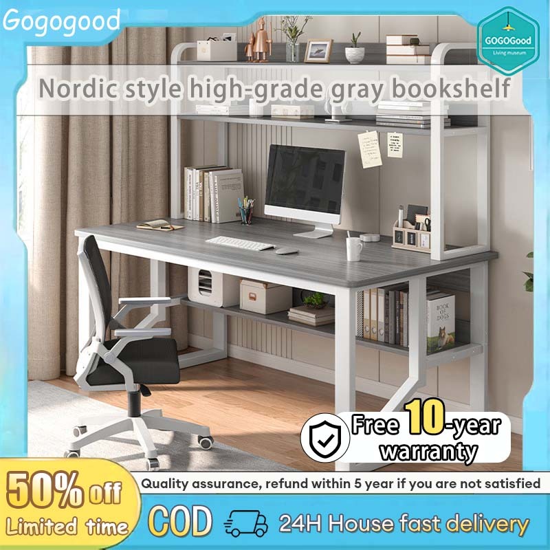 Computer Table With Book Shelf 80/100/120CM Study Desk Study Table ...