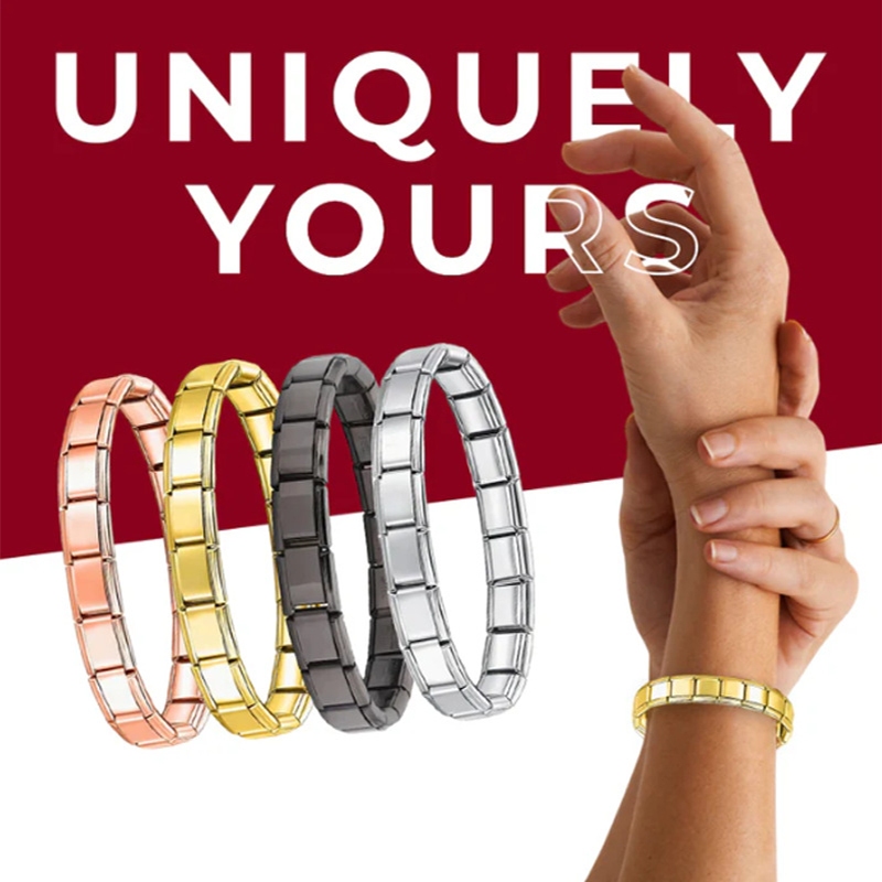 Italian Style Modular Charm Bracelet Stainless Steel Stretch Chain for ...