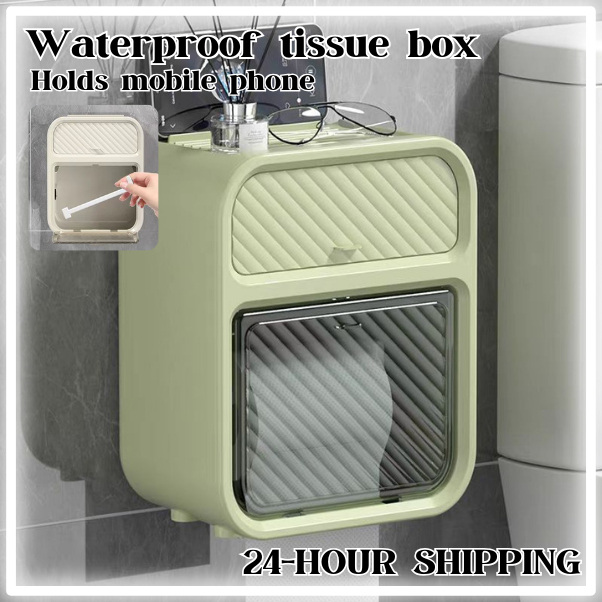 Waterproof Tissue Box for Bathroom and Washbasin, No-Drill Design ...