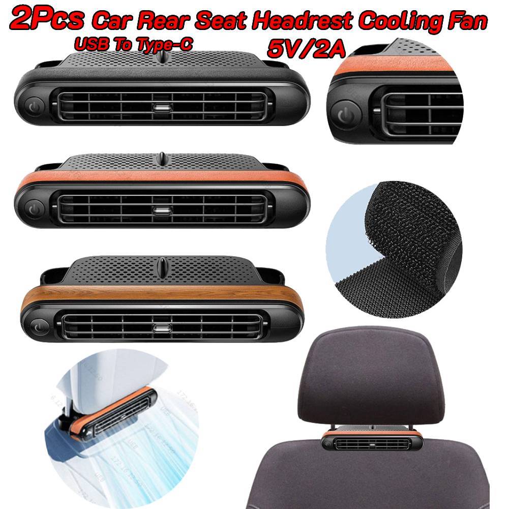 2pcs Car Seat back fan Three Adjustable Wind Speeds Vehicle Rear ...