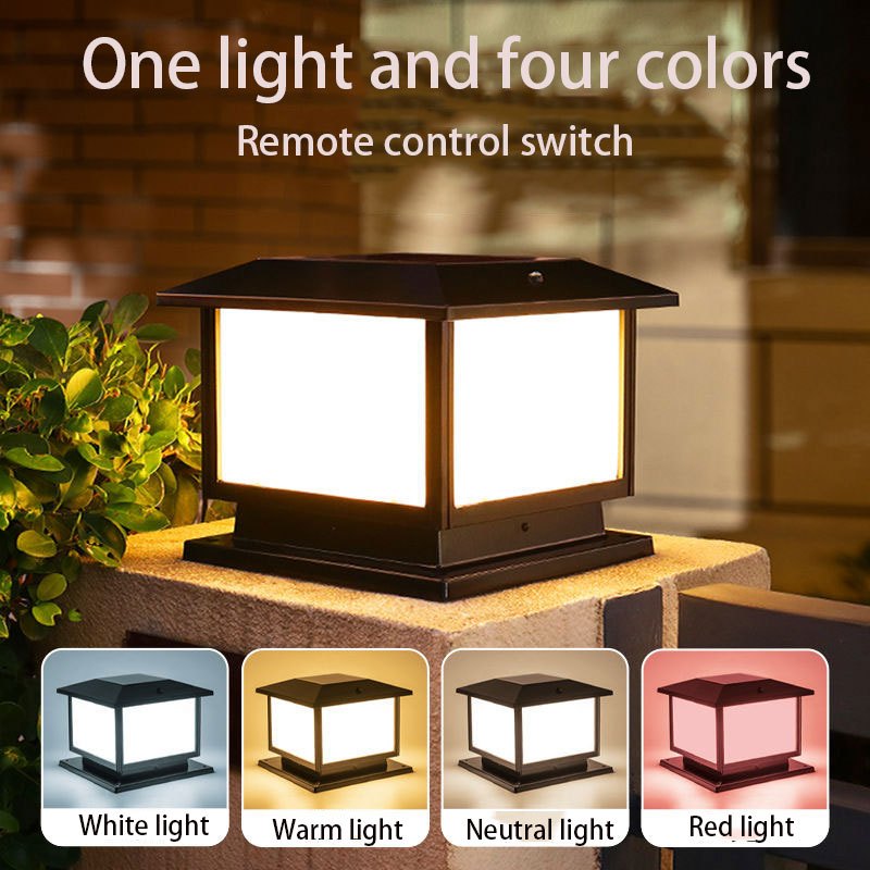 Solar Post Lights Remote Control Pillar Light 4 Colors 20/25cm Nigth ...