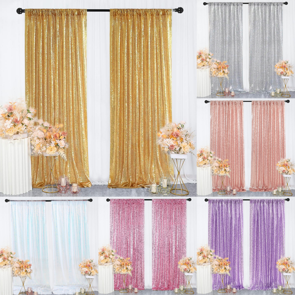 240*60cm Sequin Backdrop Curtain Sparkly Gold Silver Sheer Backdrop ...