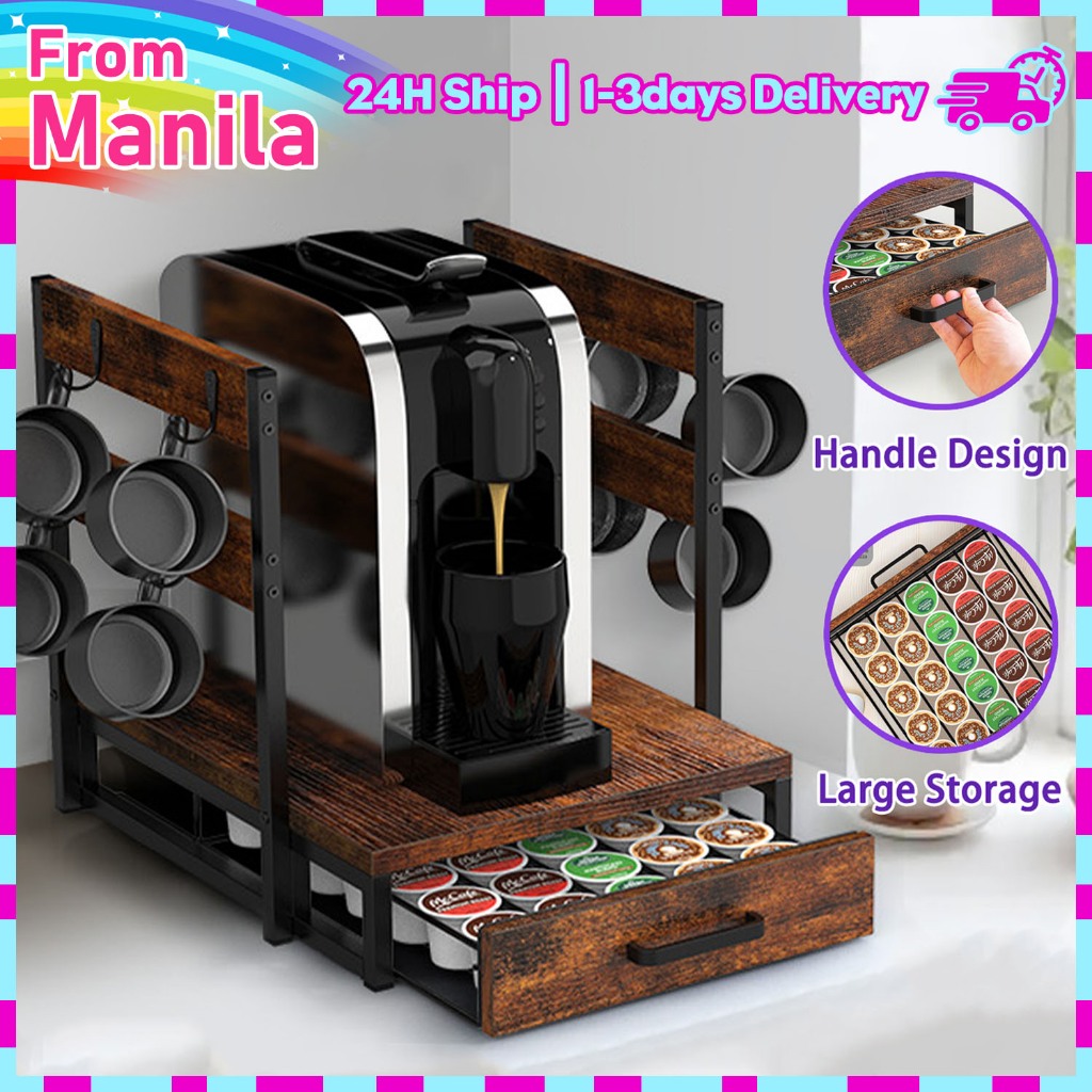 Coffee Capsule Storage Box With Drawer Coffee Bar Station Organizer ...