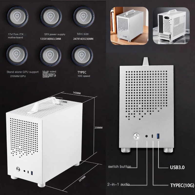 Sktc A17 Portable Case TYPE-C Interface Mini ITX Motherboard Short ...
