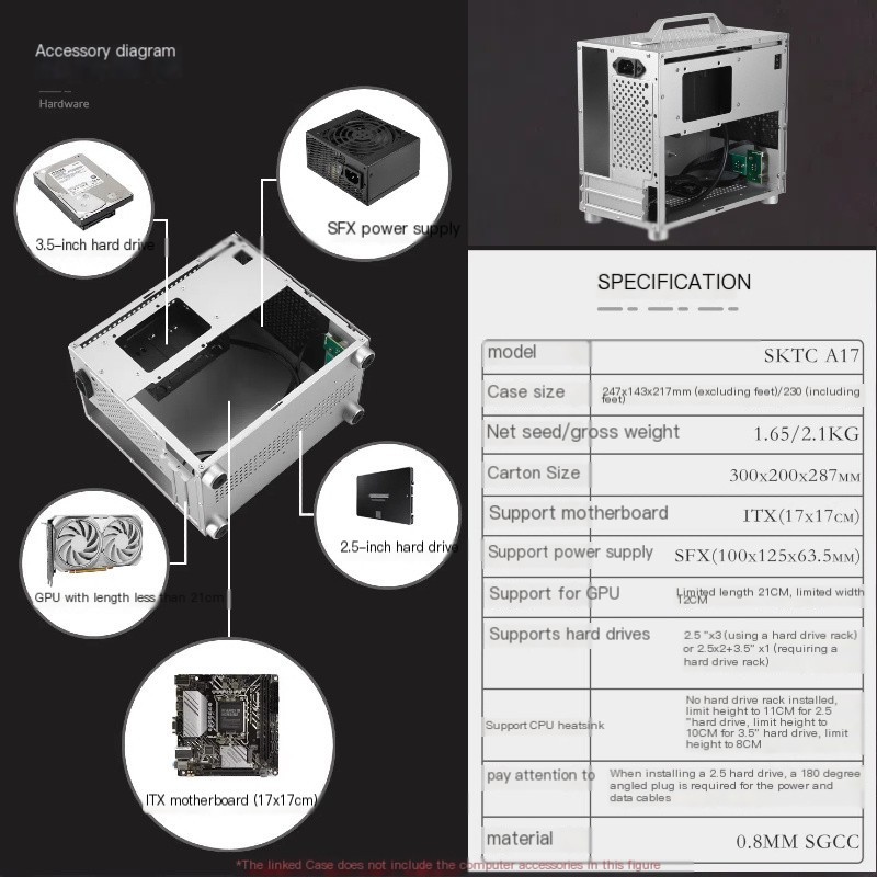 Sktc A17 Portable Case TYPE-C Interface Mini ITX Motherboard Short ...