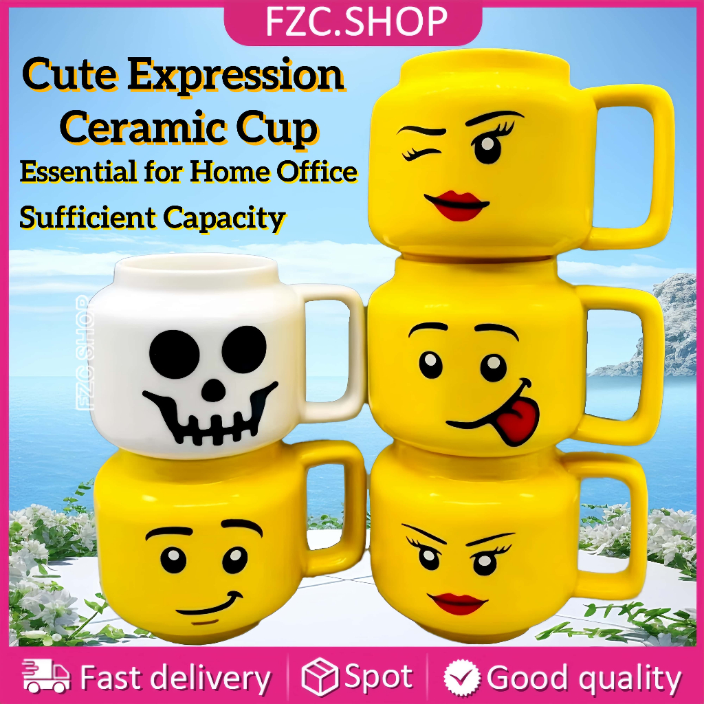 250ML Cartoon Ceramic Mug Coffee Mug Expression Coffee Milk Tea Water ...