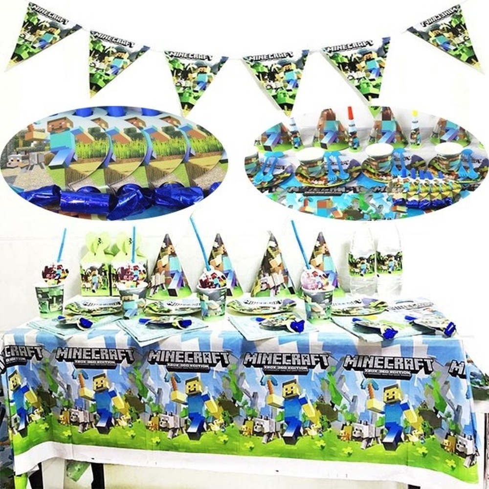 Minecraft Theme Kids Birthday Party Disposable Supplies Minecraft Print ...