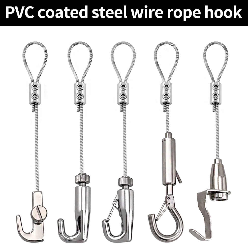 2mm Adjustable Hook Hanging Rope 304 Stainless Steel PVC Wire Rope Kit ...